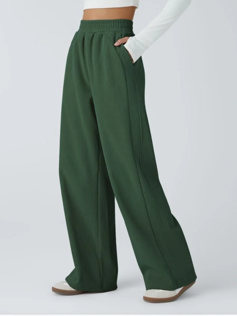 Halara Pants - High Waisted Pocket Straight Leg Baggy Mop Corduroy Casual